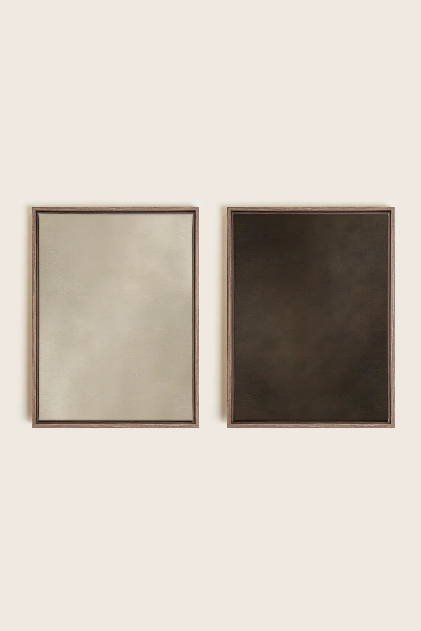 OLEKA CANVAS - VELVET GLOW DUO, 2 Oeuvres sur toile étirée, encadré Brun Chêne