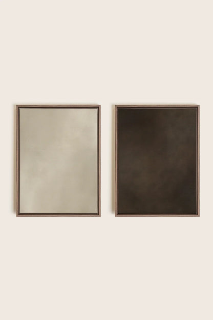 OLEKA CANVAS - VELVET GLOW DUO, 2 Oeuvres sur toile étirée, encadré Brun Chêne