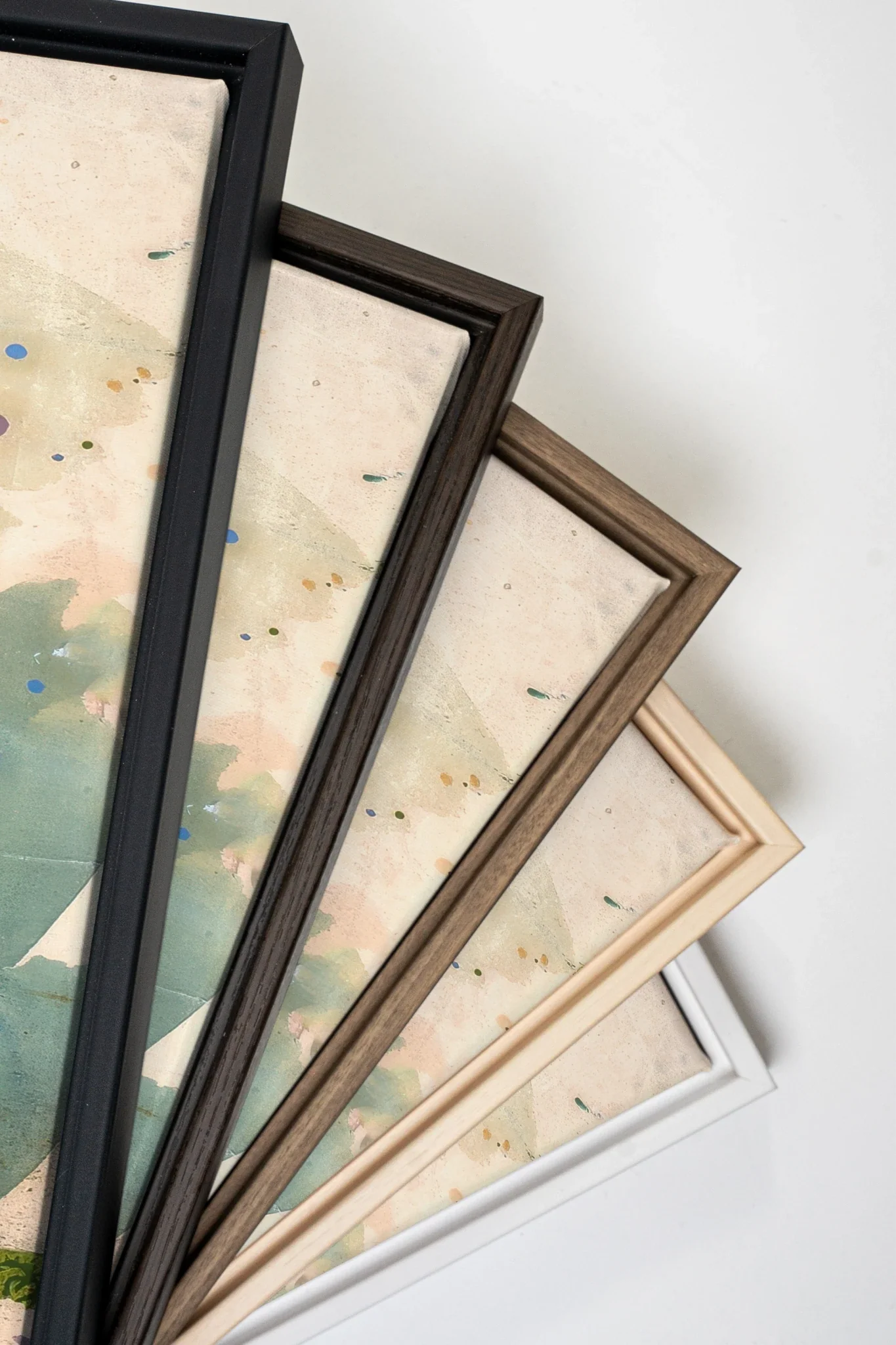 VERT NOMADE, Oeuvre sur toile étirée, encadré Brun Noyer