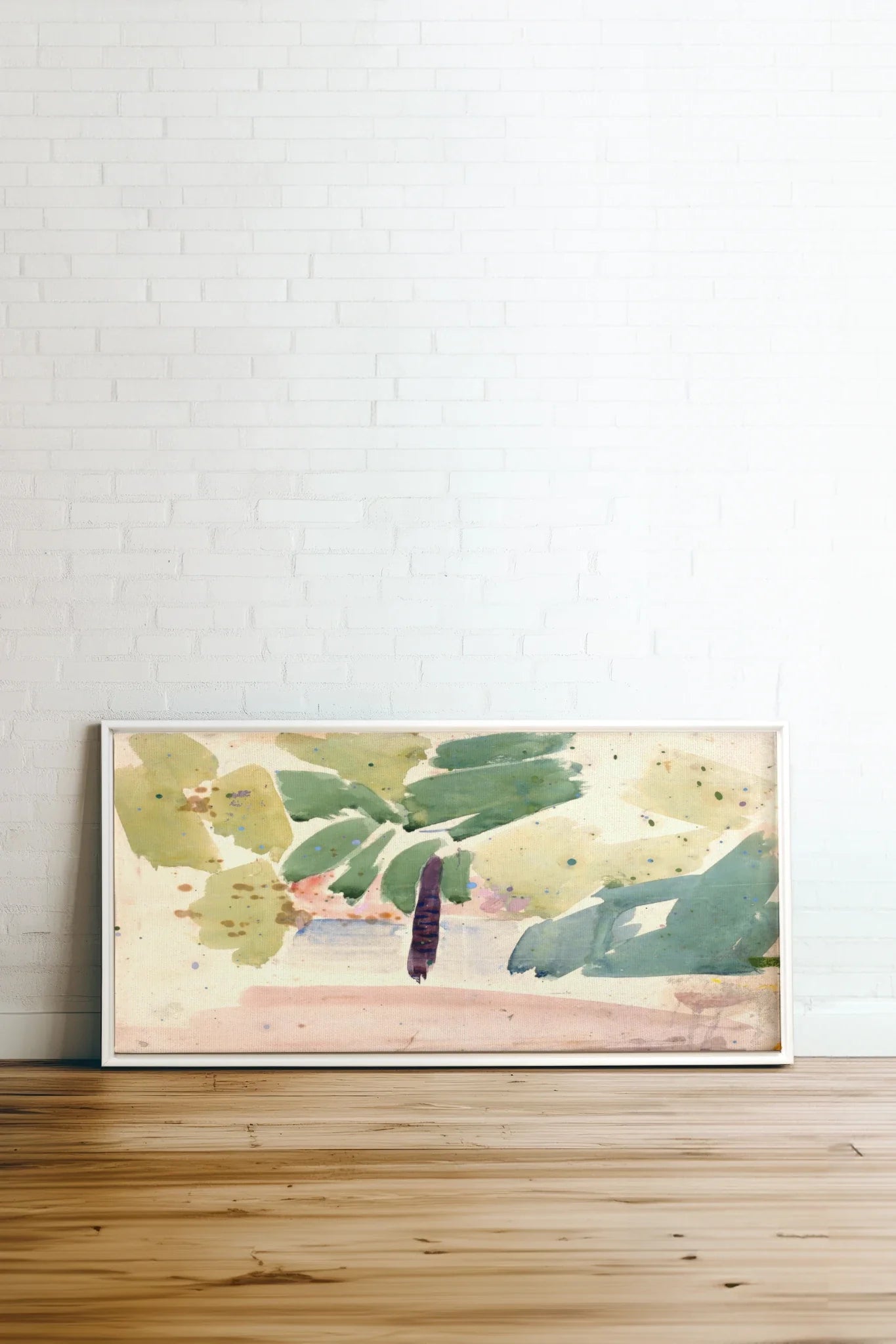 VERT NOMADE, Oeuvre sur toile étirée, encadré Blanc