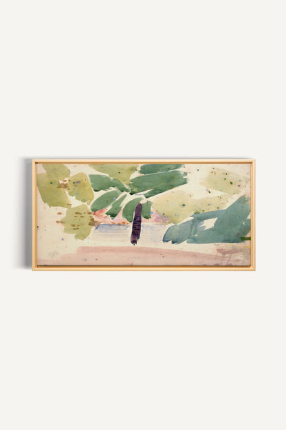 VERT NOMADE, Oeuvre sur toile étirée, encadré Naturel Clair