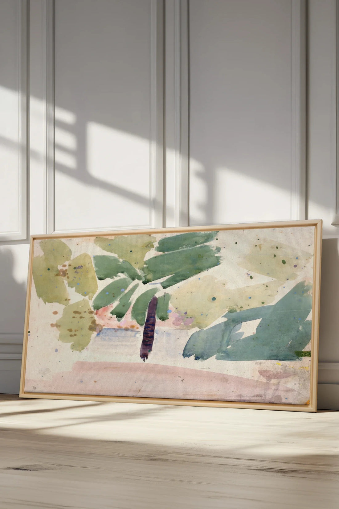 VERT NOMADE, Oeuvre sur toile étirée, encadré Naturel Clair