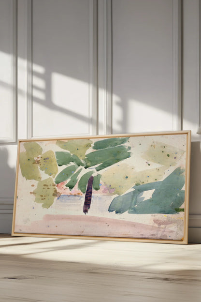 VERT NOMADE, Oeuvre sur toile étirée, encadré Naturel Clair