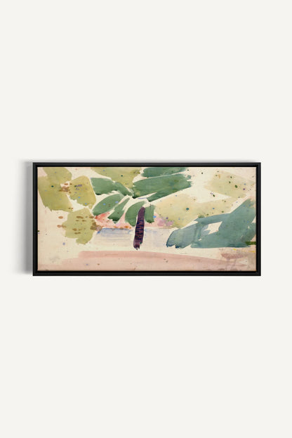 VERT NOMADE, Oeuvre sur toile étirée, encadré Noir