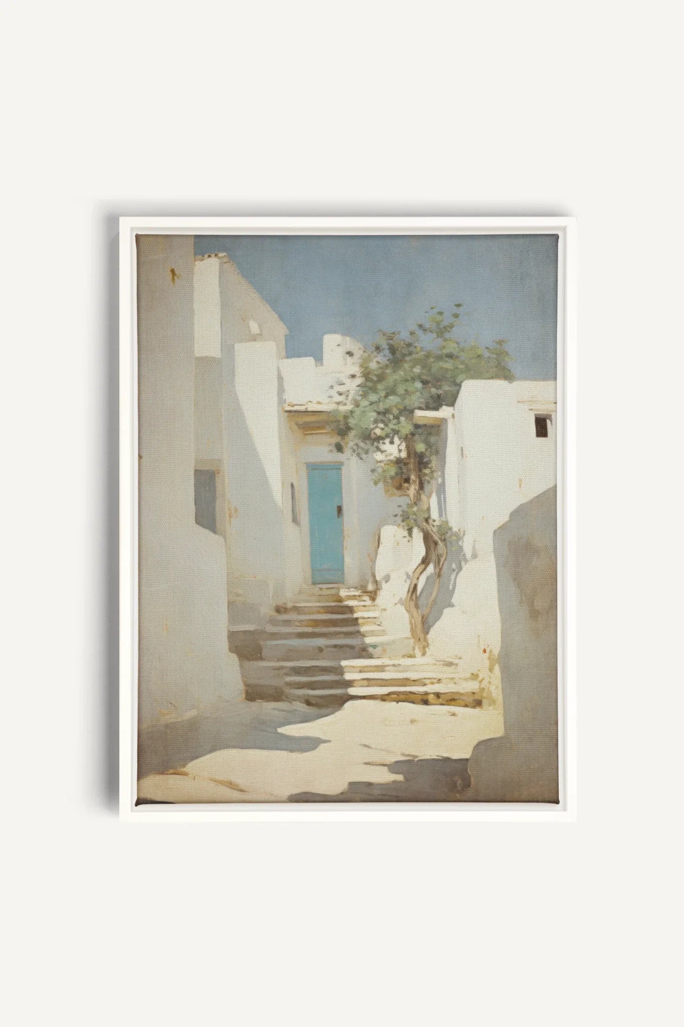 VINTAGE GREEK VILLAS, Oeuvre sur toile étirée, encadré Blanc