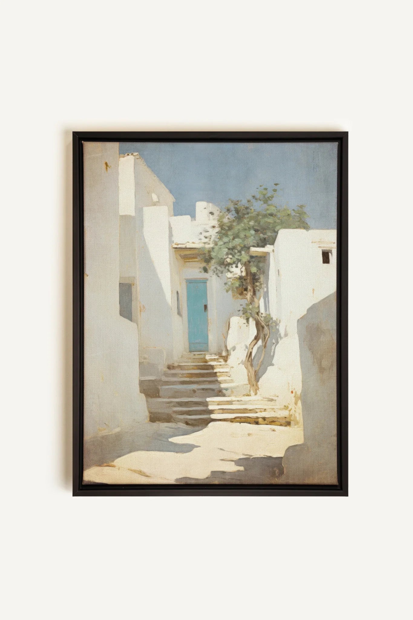 VINTAGE GREEK VILLAS, Oeuvre sur toile étirée, encadré Noir