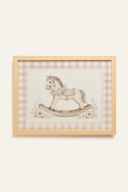 VINTAGE PONY, Oeuvre sur toile rigide, encadré Naturel Clair