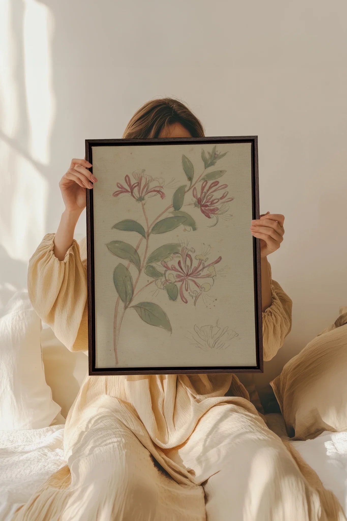 VINTAGE VINE, Oeuvre sur toile étirée, encadré Brun Noyer