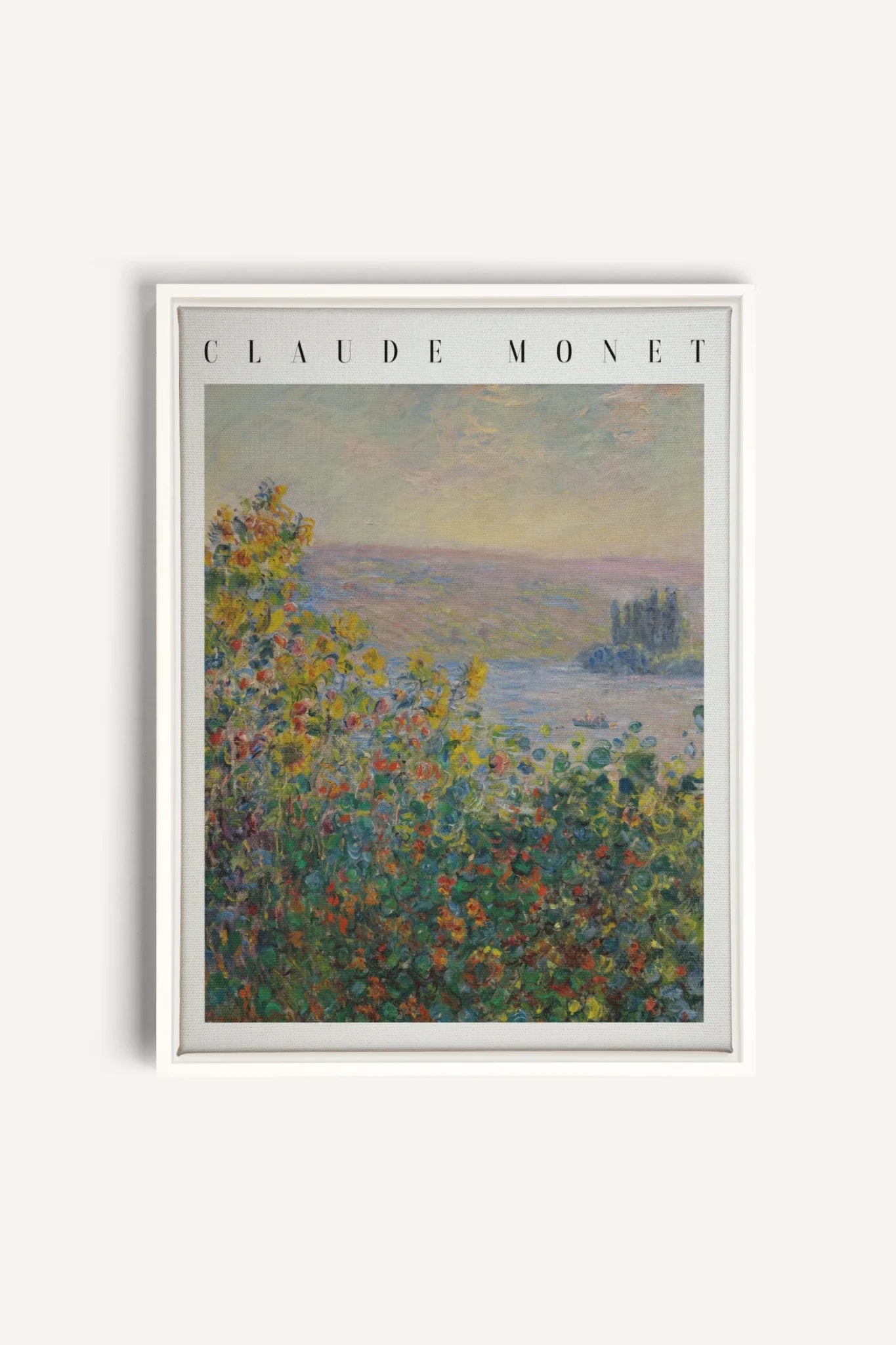 VUE DE JARDIN, Oeuvre sur toile étirée, encadré Blanc