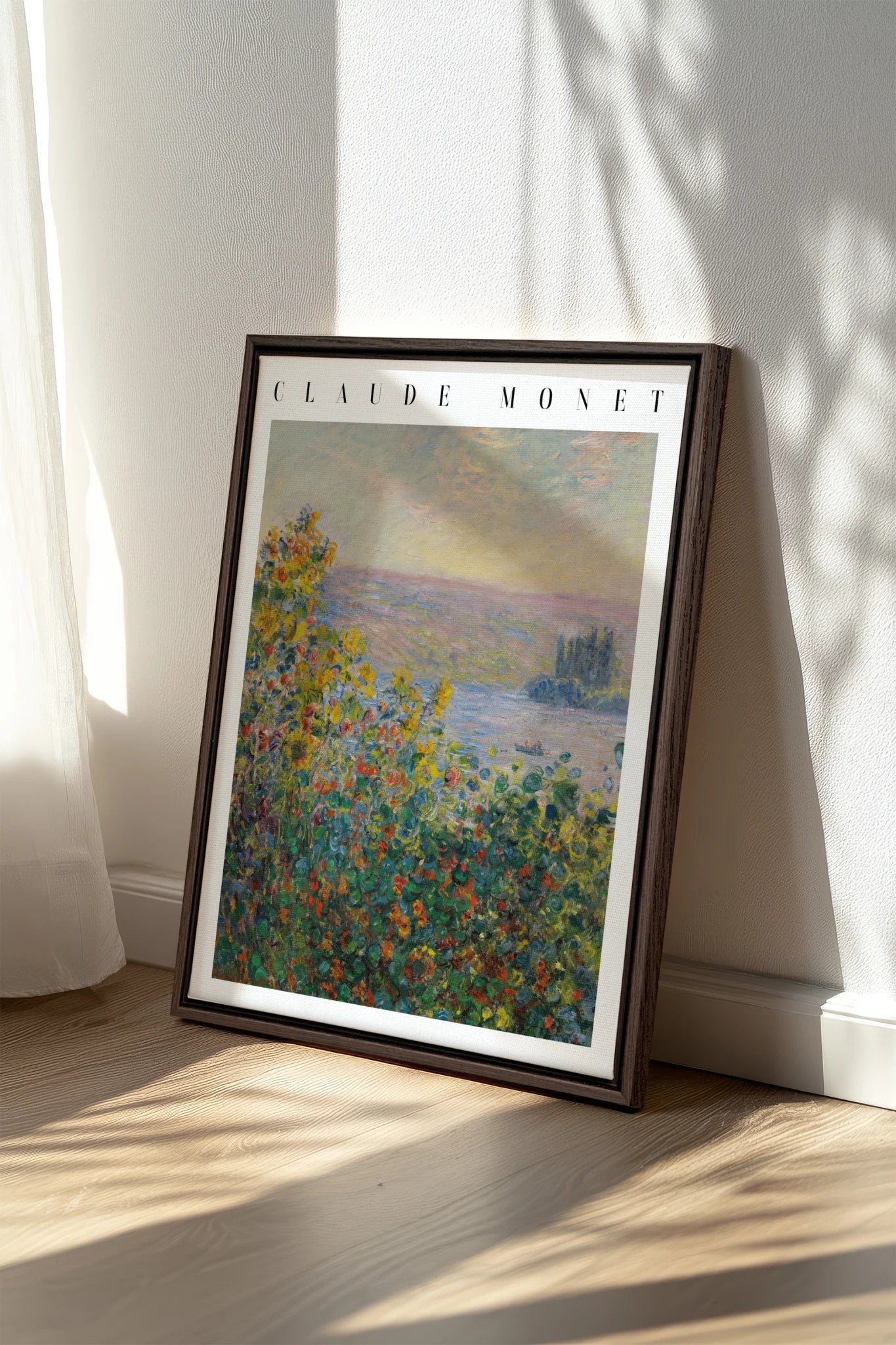 VUE DE JARDIN, Oeuvre sur toile étirée, encadré Brun Noyer