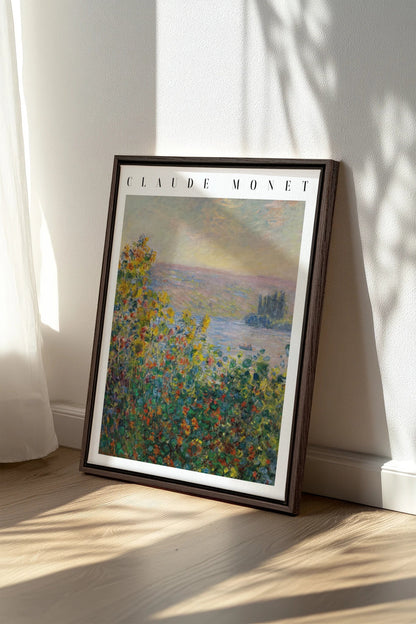VUE DE JARDIN, Oeuvre sur toile étirée, encadré Brun Noyer