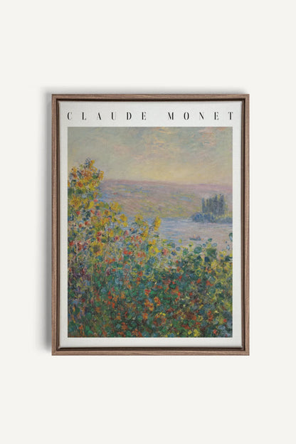 VUE DE JARDIN, Oeuvre sur toile étirée, encadré Brun Chêne