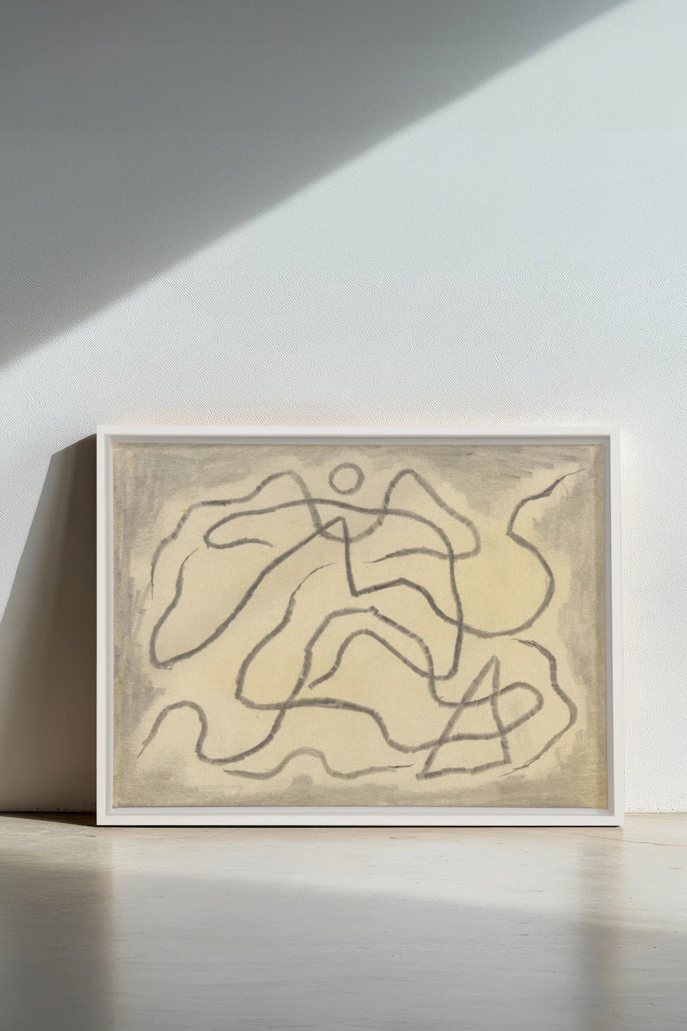 WANDERING LINE, Oeuvre sur toile étirée, encadré Blanc