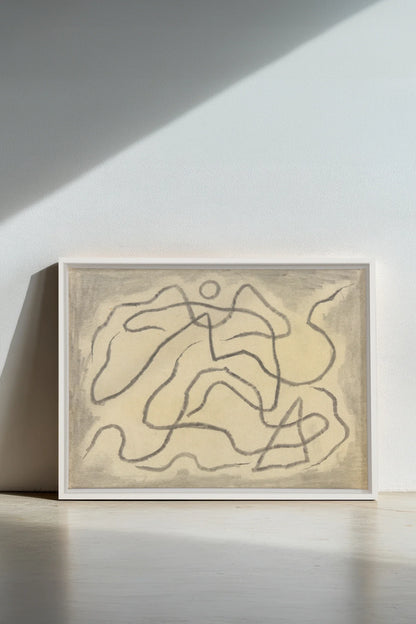WANDERING LINE, Oeuvre sur toile étirée, encadré Blanc
