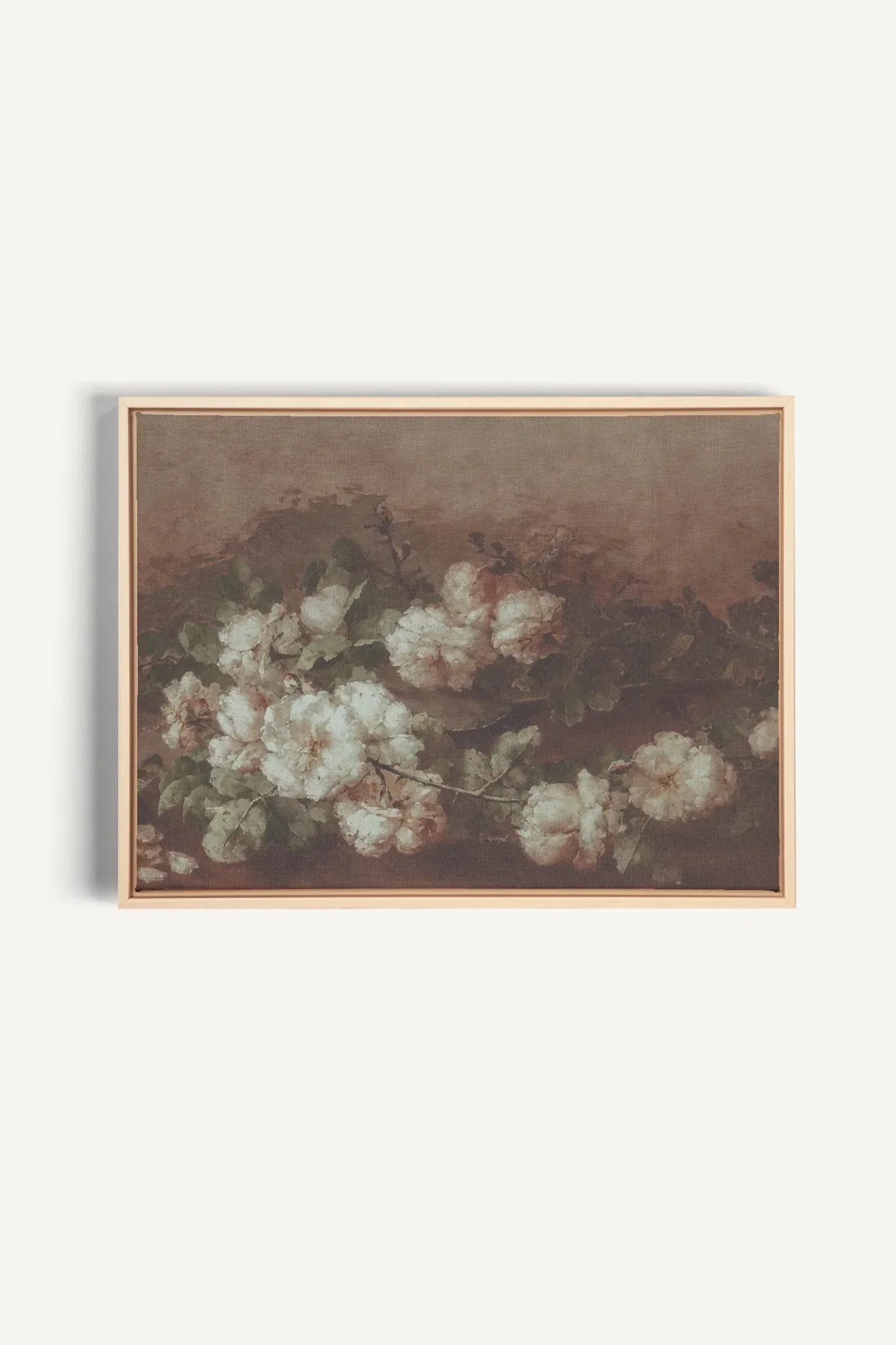 OLEKA CANVAS - WHITE PEONY, Oeuvre sur toile étirée, encadré Naturel Clair