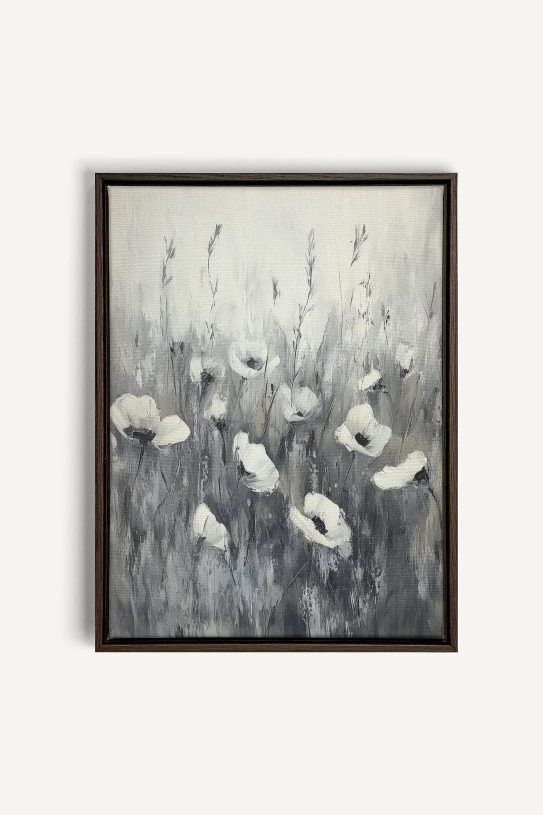 OLEKA CANVAS - WHITE VEIL, Oeuvre sur toile étirée, encadré Brun Noyer