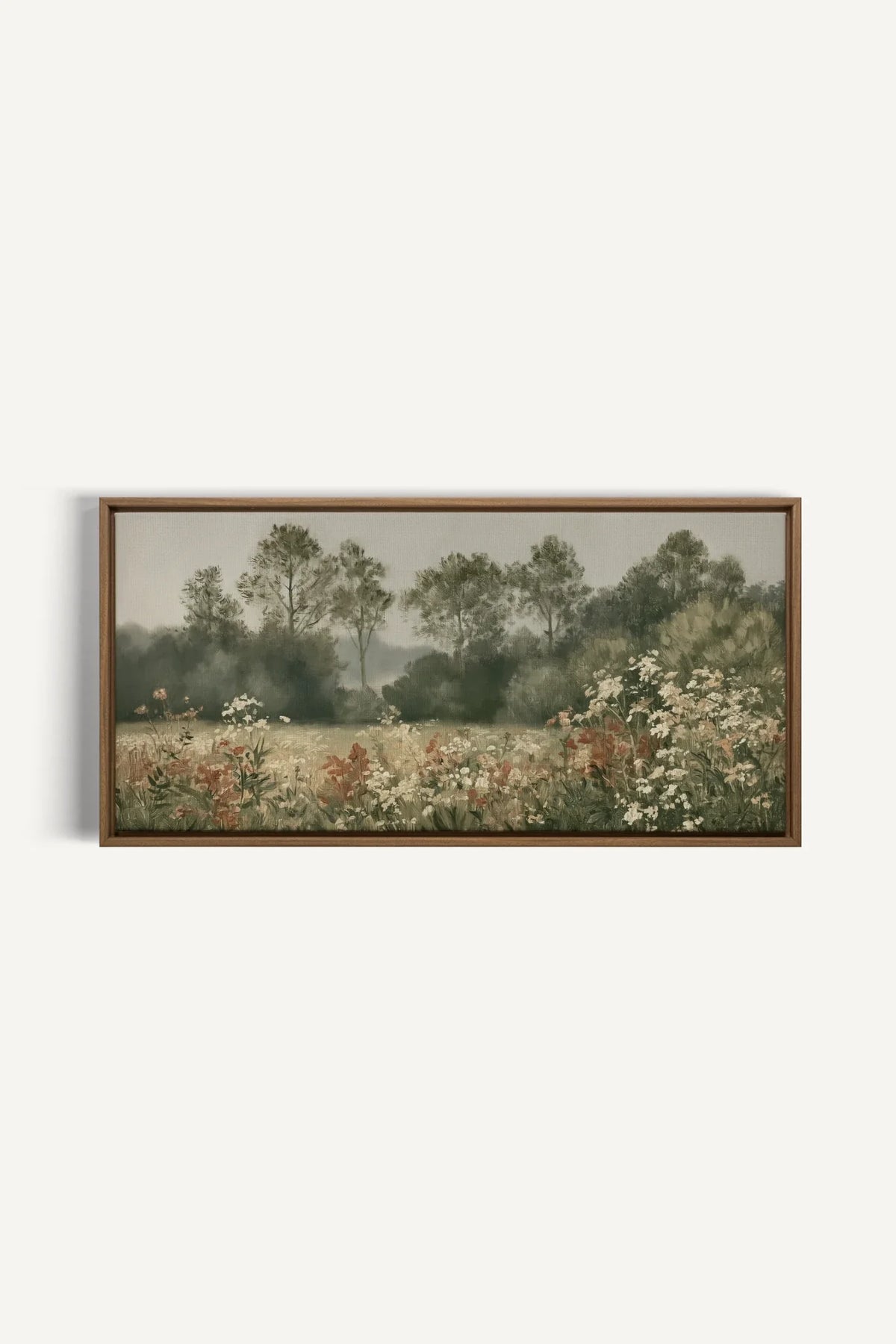 WILD MEADOW toile étirée encadré brun chêne