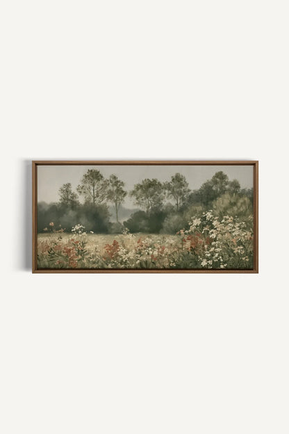 WILD MEADOW toile étirée encadré brun chêne