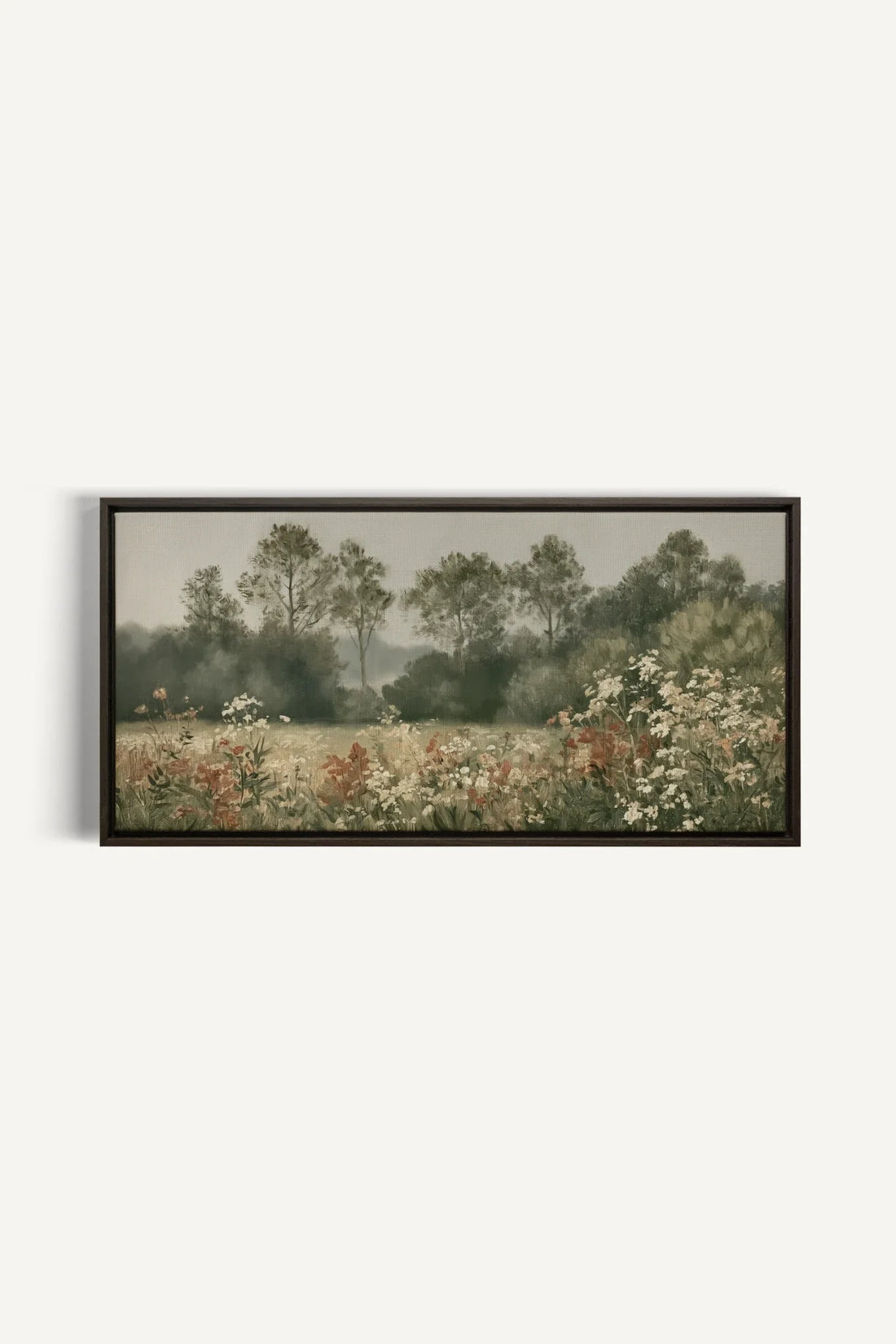 WILD MEADOW toile étirée encadré brun noyer