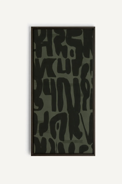 OLEKA CANVAS - WILD SCRIPT, Oeuvre sur toile étirée, encadré Brun Noyer