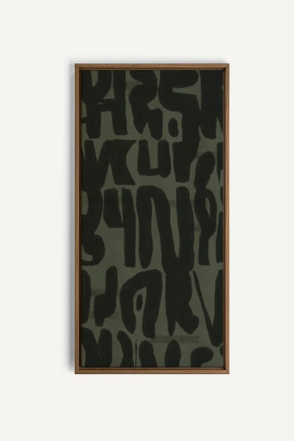 OLEKA CANVAS - WILD SCRIPT, Oeuvre sur toile étirée, encadré Brun Chêne