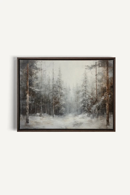 OLEKA CANVAS - WINTER SHADOWS, Oeuvre sur toile étirée, encadré Brun Noyer