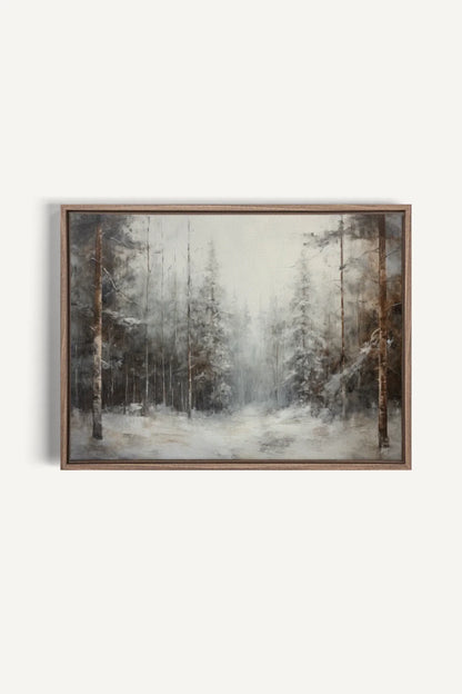 OLEKA CANVAS - WINTER SHADOWS, Oeuvre sur toile étirée, encadré Brun Chêne