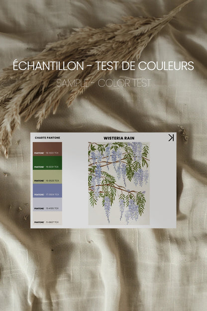 WISTERIA RAIN, Oeuvre sur toile rigide, encadré naturel clair