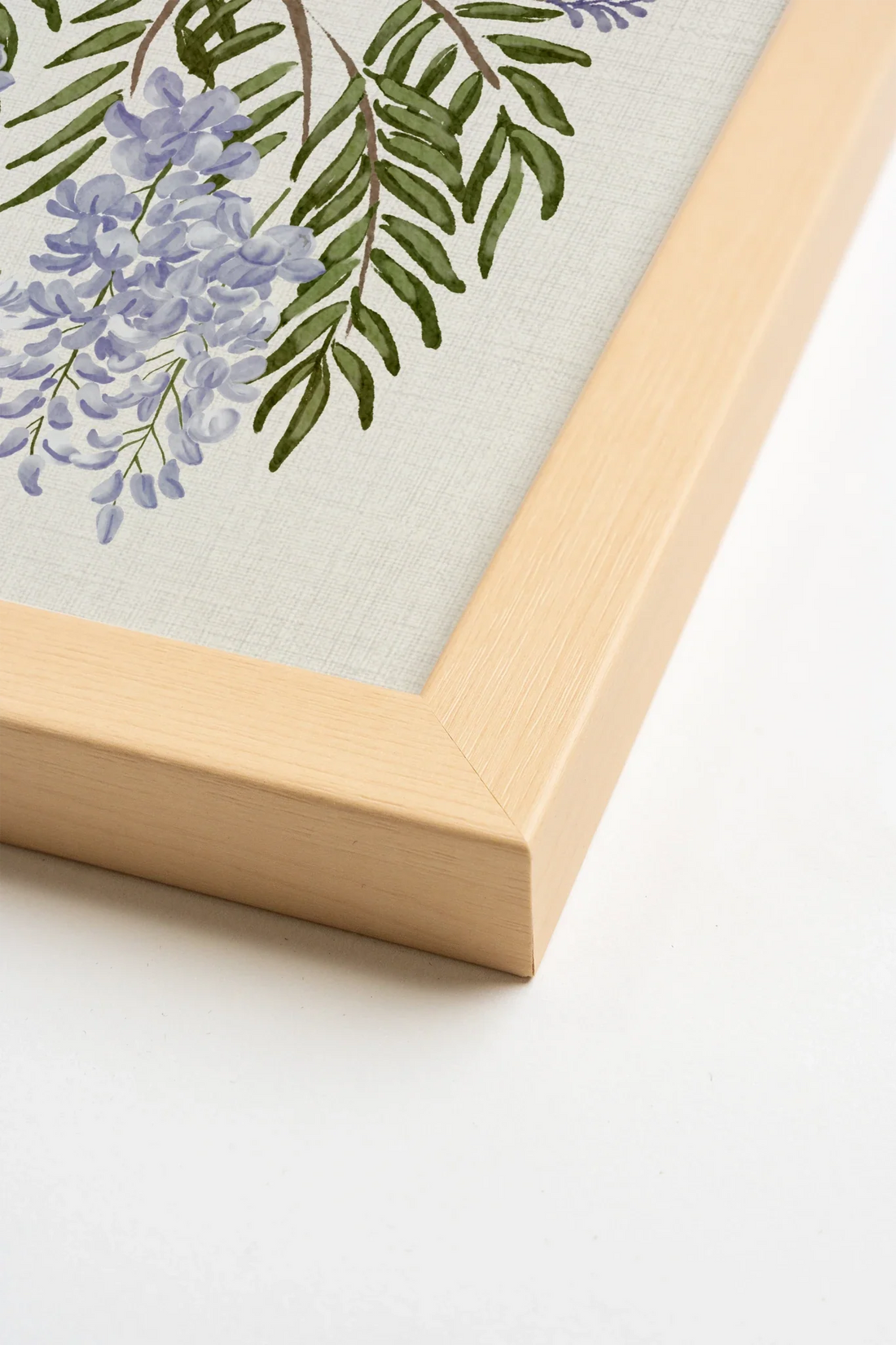 WISTERIA RAIN, Oeuvre sur toile rigide, encadré naturel clair