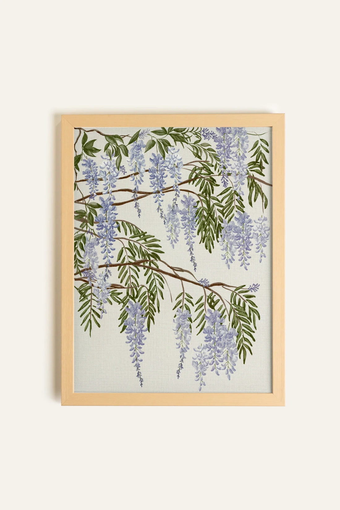 WISTERIA RAIN, Oeuvre sur toile rigide, encadré naturel clair
