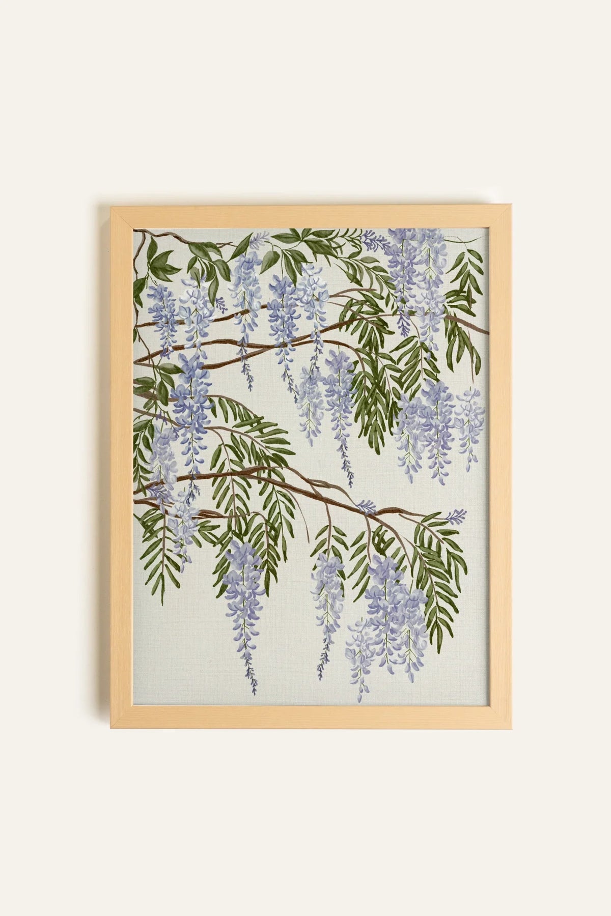 WISTERIA RAIN, Oeuvre sur toile rigide, encadré naturel clair
